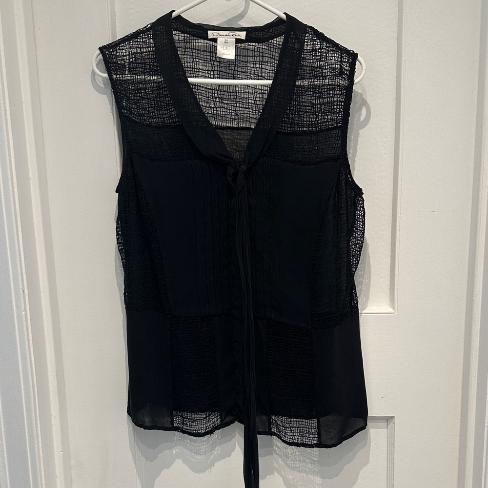 Oscar de la Renta Black Sheer Blouse